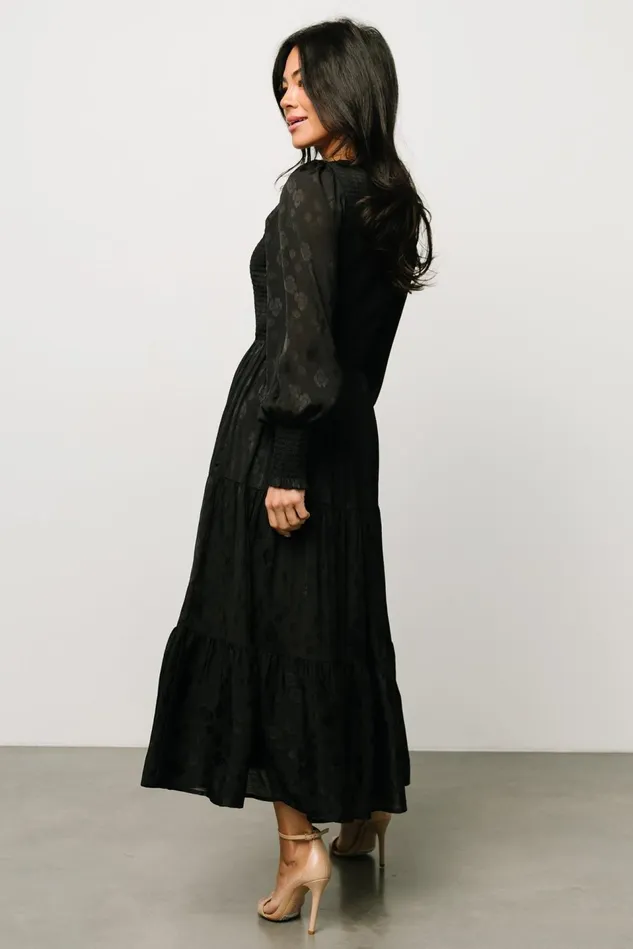 Baltic Born Midi Dresses Women Stockholm Smocked Dress Black Baltic Born Midi Dresses Women Stockholm Smocked Dress Black