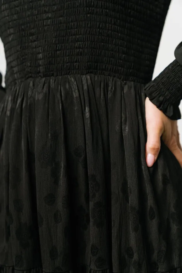 Baltic Born Midi Dresses Women Stockholm Smocked Dress Black Baltic Born Midi Dresses Women Stockholm Smocked Dress Black