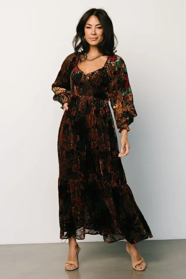 Baltic Born Mother Of The Bride Women Marlow Velvet Embossed Dress Black Multi Baltic Born Mother Of The Bride Women Marlow Velvet Embossed Dress Black Multi