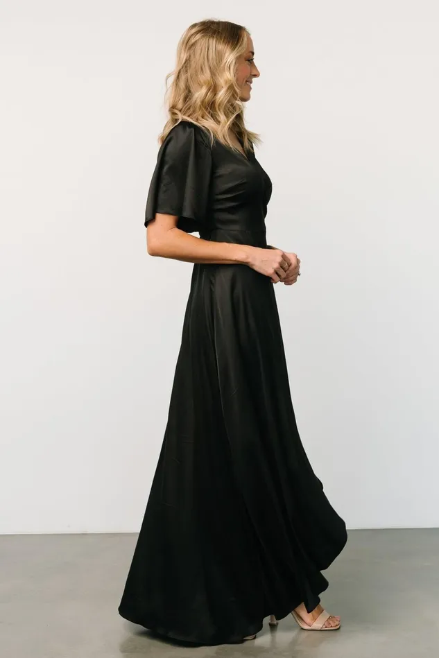 Baltic Born Mother Of The Bride Women Vara Satin Maxi Wrap Dress Black Baltic Born Mother Of The Bride Women Vara Satin Maxi Wrap Dress Black