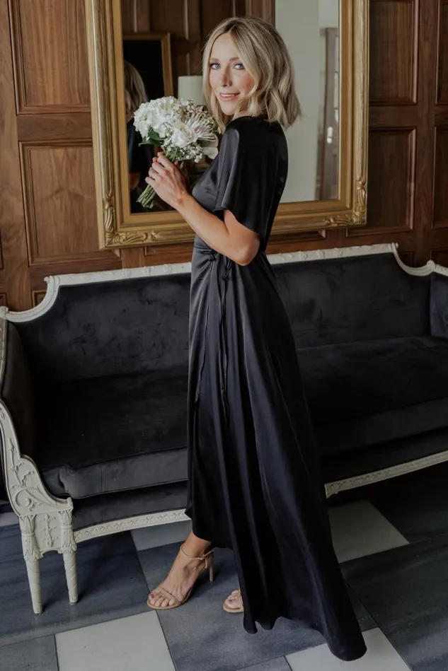 Baltic Born Mother Of The Bride Women Vara Satin Maxi Wrap Dress Black Baltic Born Mother Of The Bride Women Vara Satin Maxi Wrap Dress Black
