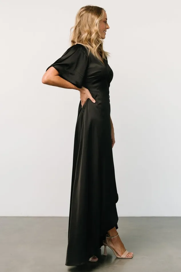 Baltic Born Mother Of The Bride Women Vara Satin Maxi Wrap Dress Black Baltic Born Mother Of The Bride Women Vara Satin Maxi Wrap Dress Black