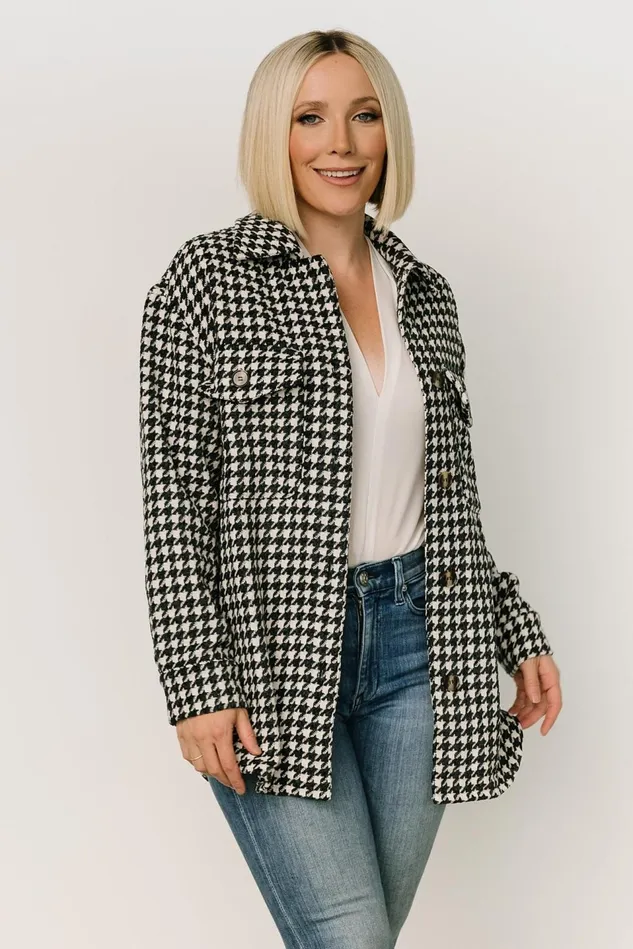 Baltic Born Outerwear Women Bridger Houndstooth Jacket Dark Navy Ivory