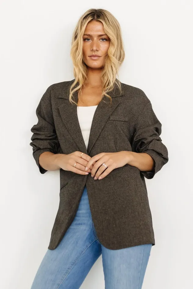 Baltic Born Outerwear Women Thorpe Oversized Blazer Charcoal