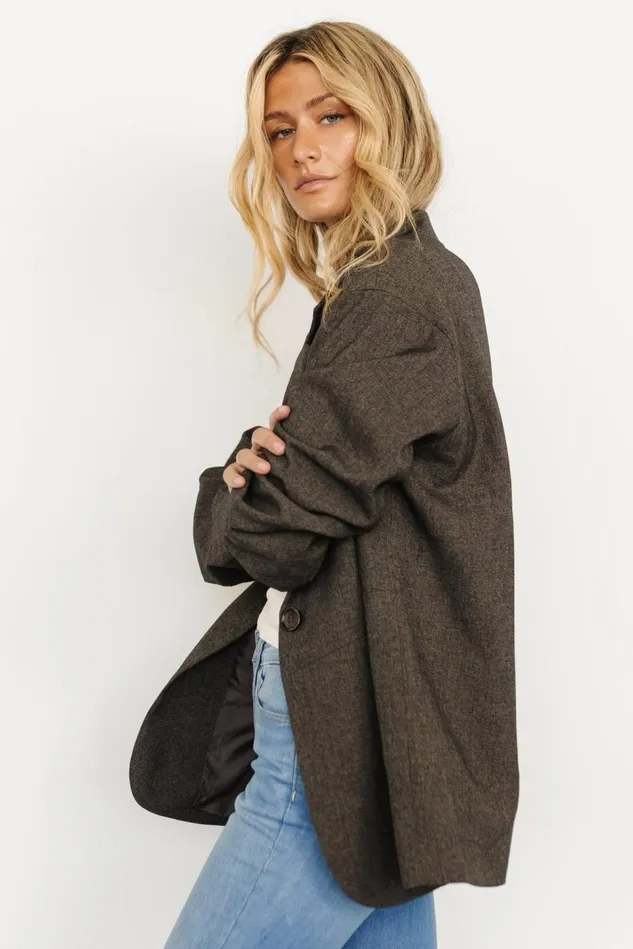 Baltic Born Outerwear Women Thorpe Oversized Blazer Charcoal