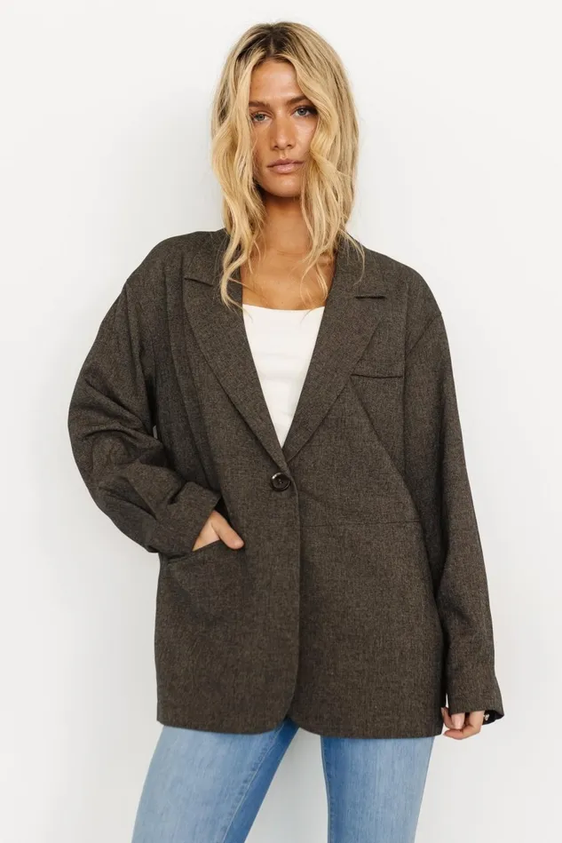 Baltic Born Outerwear Women Thorpe Oversized Blazer Charcoal