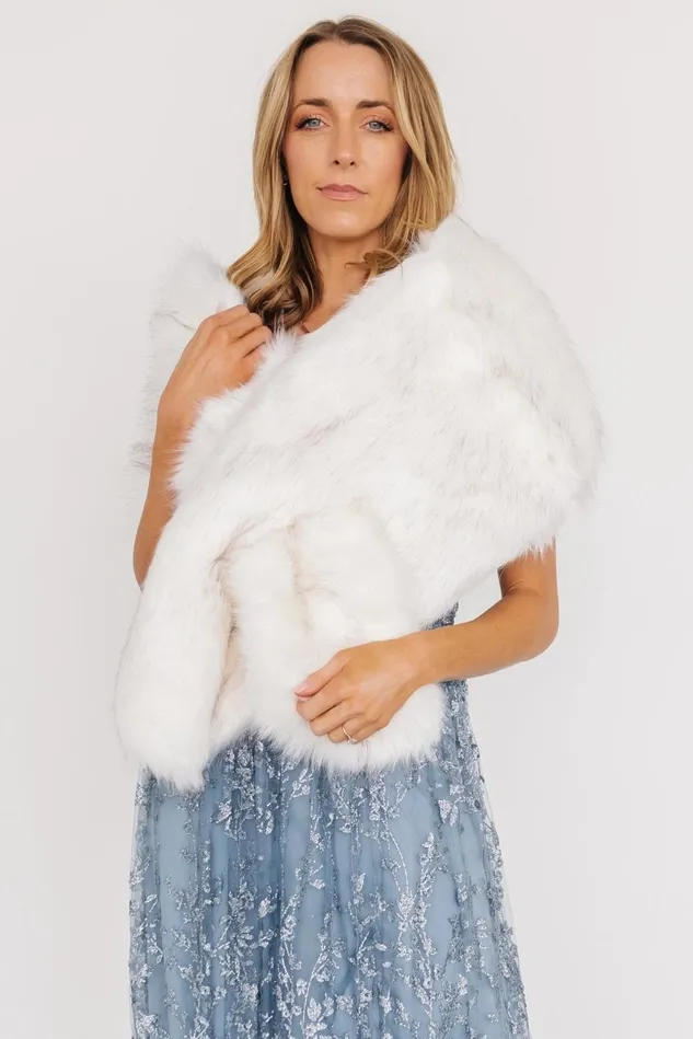 Baltic Born Outerwear Women Valerie Faux Fur Shawl Ivory
