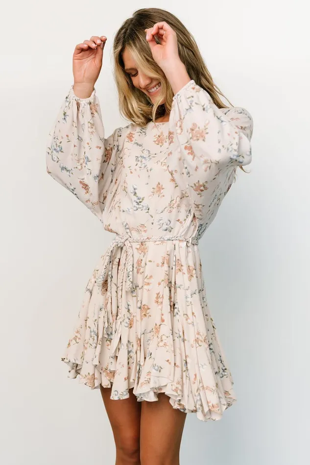 Baltic Born Short Dresses Women Galia Mini Dress Beige Floral Baltic Born Short Dresses Women Galia Mini Dress Beige Floral