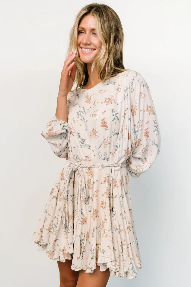 Baltic Born Short Dresses Women Galia Mini Dress Beige Floral Baltic Born Short Dresses Women Galia Mini Dress Beige Floral