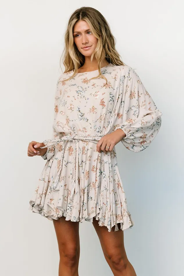Baltic Born Short Dresses Women Galia Mini Dress Beige Floral Baltic Born Short Dresses Women Galia Mini Dress Beige Floral