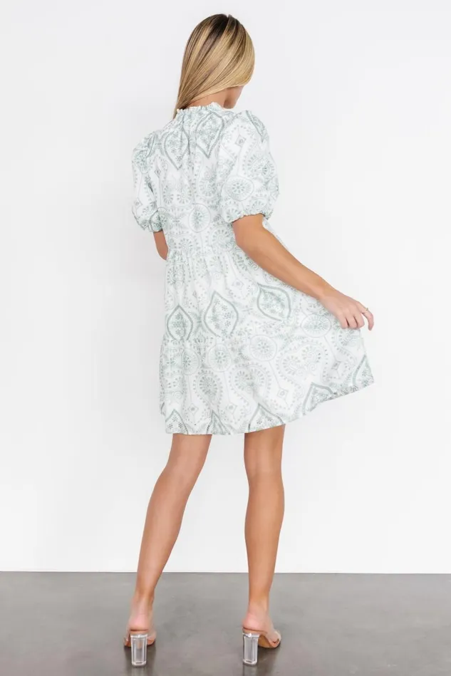 Baltic Born Short Dresses Women Josie Eyelet Babydoll Dress White Sage Baltic Born Short Dresses Women Josie Eyelet Babydoll Dress White Sage