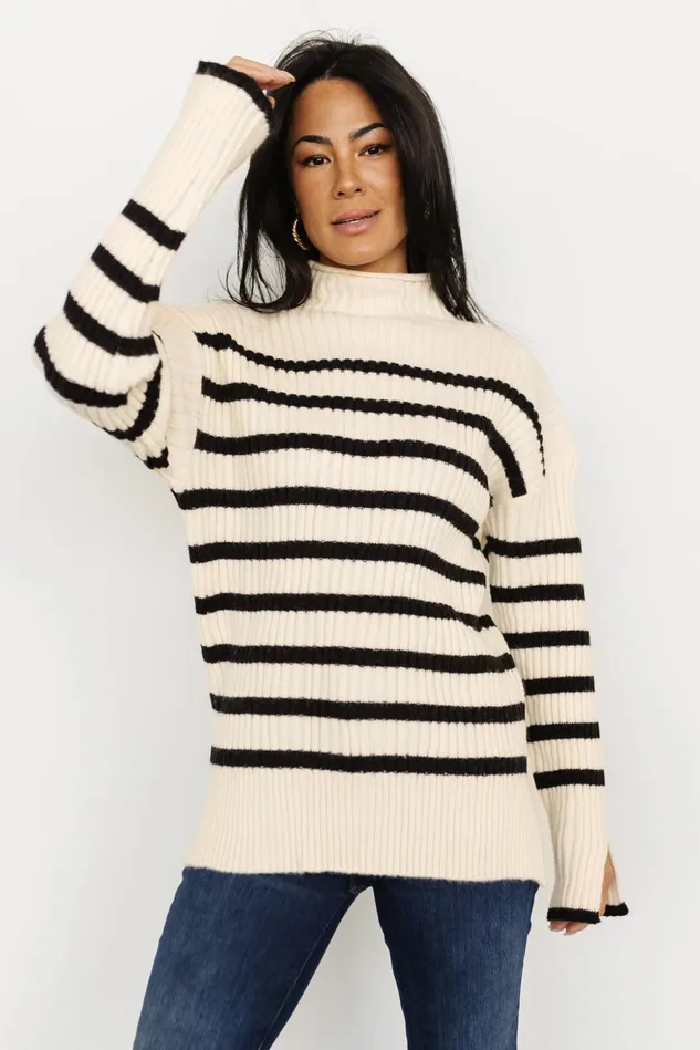 Baltic Born Sweaters Women Landell Striped Sweater Ivory Black