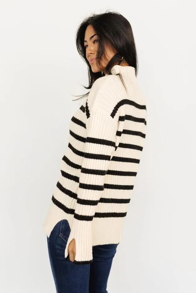 Baltic Born Sweaters Women Landell Striped Sweater Ivory Black Baltic Born Sweaters Women Landell Striped Sweater Ivory Black