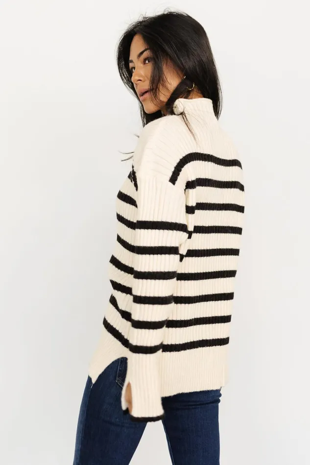 Baltic Born Sweaters Women Landell Striped Sweater Ivory Black Baltic Born Sweaters Women Landell Striped Sweater Ivory Black