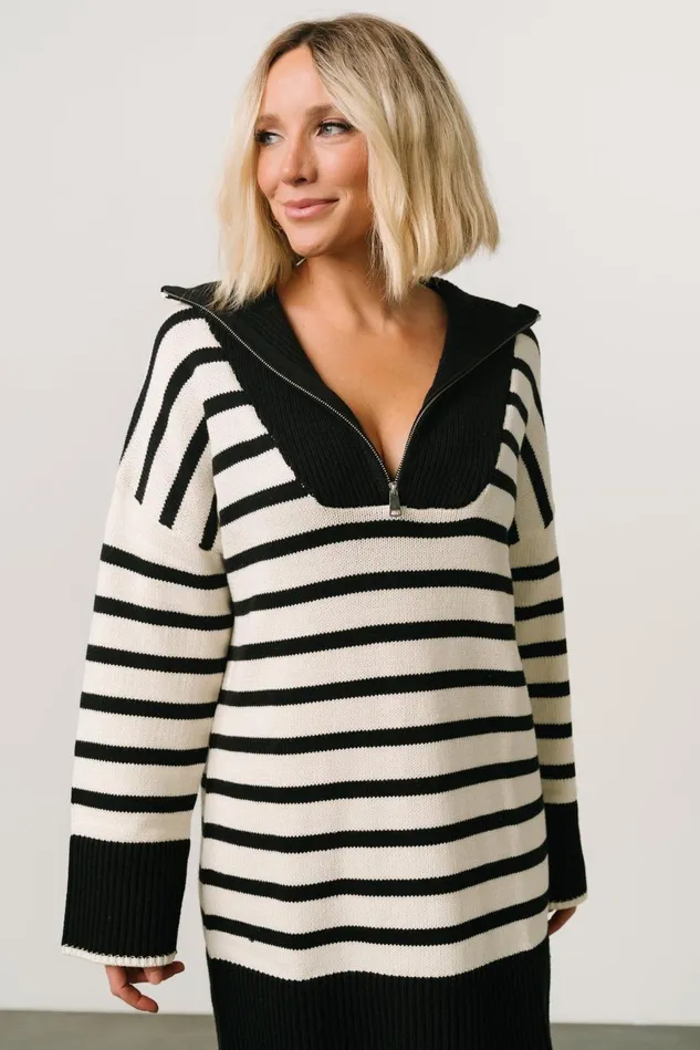 Baltic Born Sweaters Women Manon Sweater Dress Black Stripe Baltic Born Sweaters Women Manon Sweater Dress Black Stripe