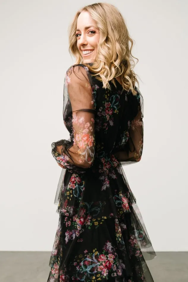 Baltic Born Tulle Styles Women Carolina Tulle Tiered Maxi Dress Black Floral Baltic Born Tulle Styles Women Carolina Tulle Tiered Maxi Dress Black Floral