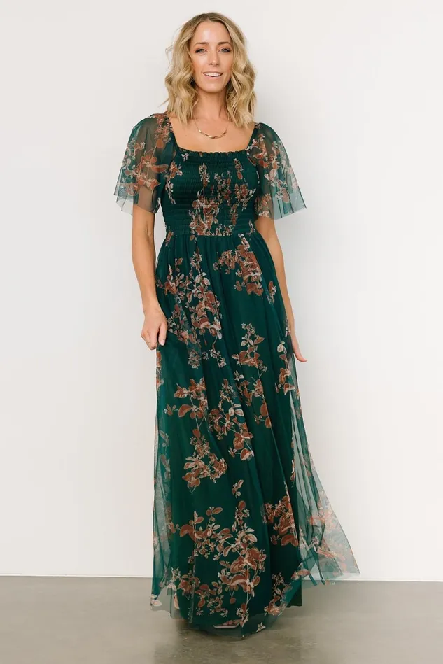 Baltic Born Tulle Styles Women Cassandra Tulle Maxi Dress Green Bronze Floral Baltic Born Tulle Styles Women Cassandra Tulle Maxi Dress Green Bronze Floral