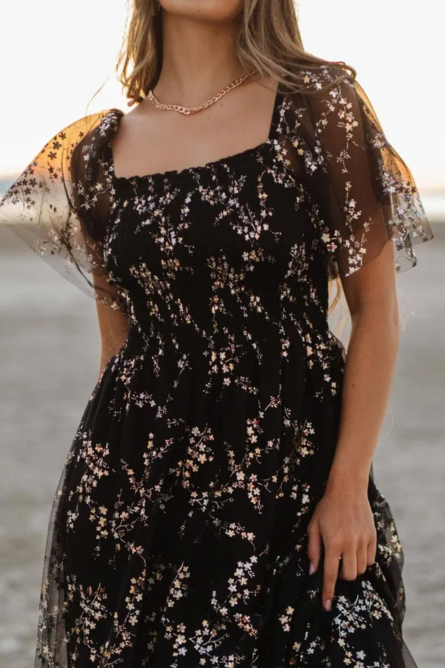 Baltic Born Tulle Styles Women Cassandra Tulle Maxi Dress Metallic Black