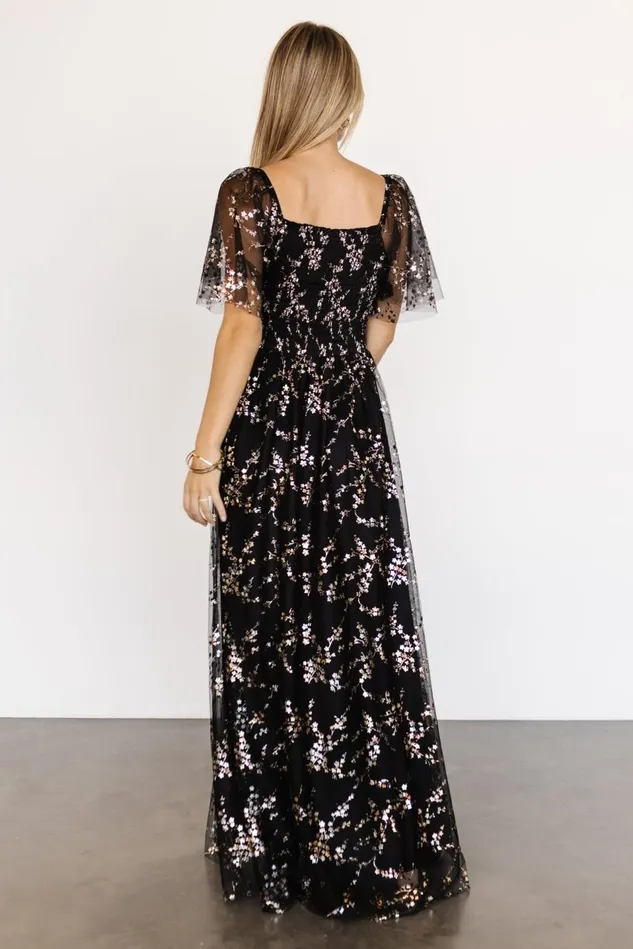 Baltic Born Tulle Styles Women Cassandra Tulle Maxi Dress Metallic Black