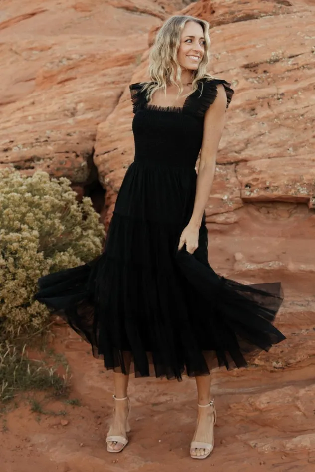 Baltic Born Tulle Styles Women Emma Smocked Tulle Dress Black