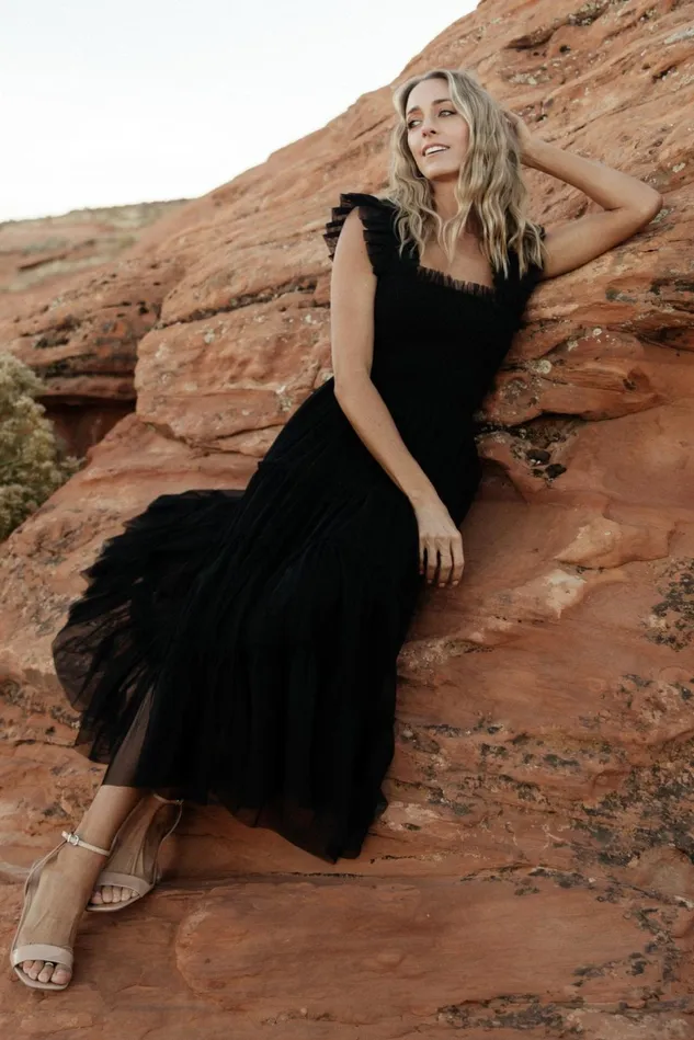 Baltic Born Tulle Styles Women Emma Smocked Tulle Dress Black Baltic Born Tulle Styles Women Emma Smocked Tulle Dress Black