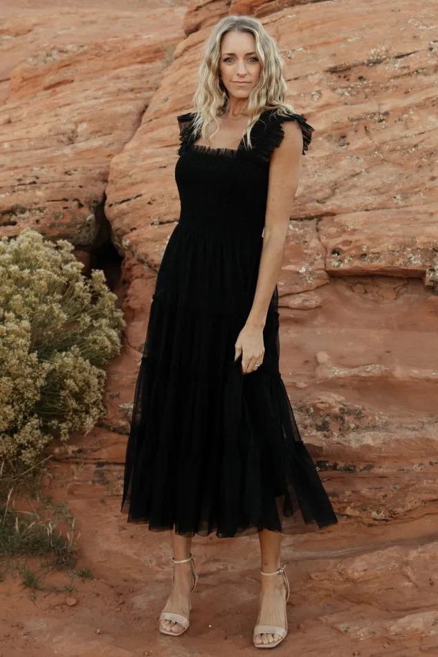 Baltic Born Tulle Styles Women Emma Smocked Tulle Dress Black Baltic Born Tulle Styles Women Emma Smocked Tulle Dress Black