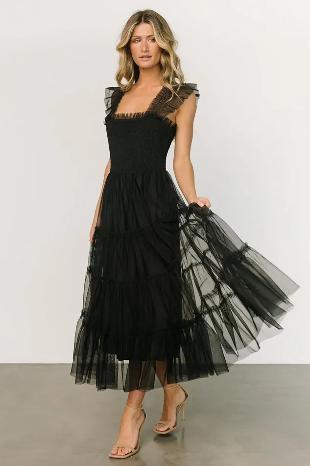 Baltic Born Tulle Styles Women Emma Smocked Tulle Dress Black Baltic Born Tulle Styles Women Emma Smocked Tulle Dress Black