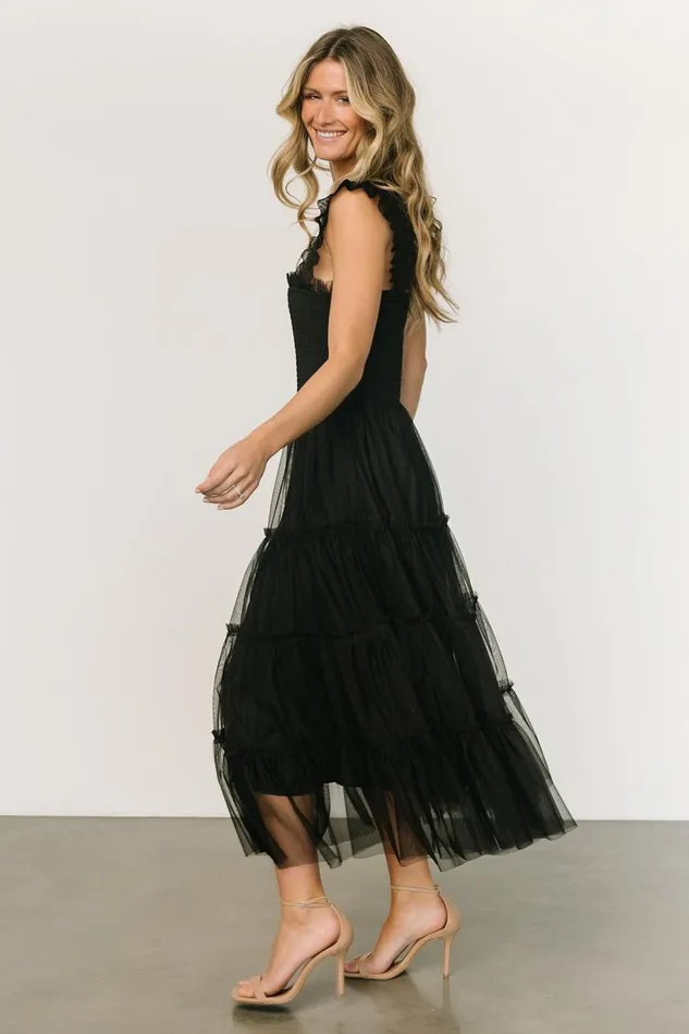 Baltic Born Tulle Styles Women Emma Smocked Tulle Dress Black Baltic Born Tulle Styles Women Emma Smocked Tulle Dress Black