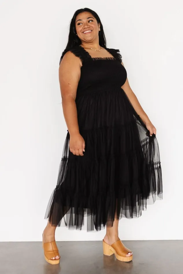 Baltic Born Tulle Styles Women Emma Smocked Tulle Dress Black Baltic Born Tulle Styles Women Emma Smocked Tulle Dress Black