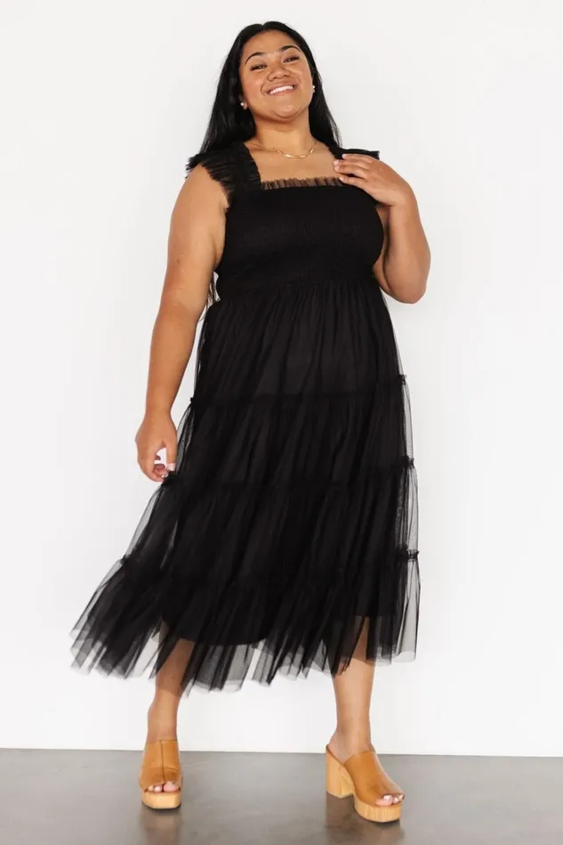 Baltic Born Tulle Styles Women Emma Smocked Tulle Dress Black Baltic Born Tulle Styles Women Emma Smocked Tulle Dress Black