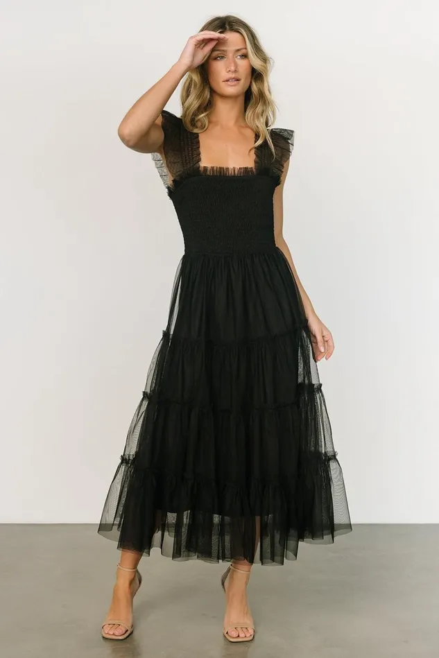 Baltic Born Tulle Styles Women Emma Smocked Tulle Dress Black Baltic Born Tulle Styles Women Emma Smocked Tulle Dress Black
