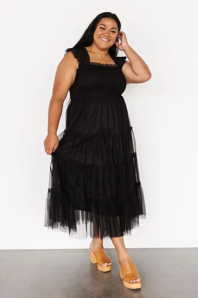Baltic Born Tulle Styles Women Emma Smocked Tulle Dress Black Baltic Born Tulle Styles Women Emma Smocked Tulle Dress Black