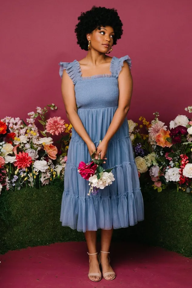 Baltic Born Tulle Styles Women Emma Smocked Tulle Dress Slate Blue Baltic Born Tulle Styles Women Emma Smocked Tulle Dress Slate Blue