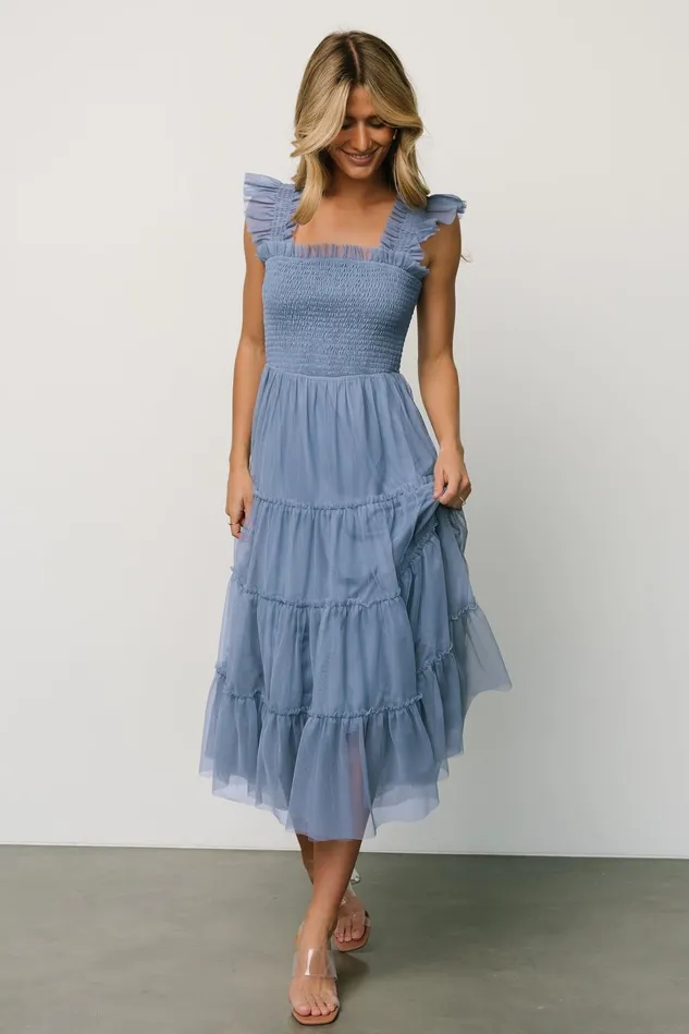 Baltic Born Tulle Styles Women Emma Smocked Tulle Dress Slate Blue Baltic Born Tulle Styles Women Emma Smocked Tulle Dress Slate Blue