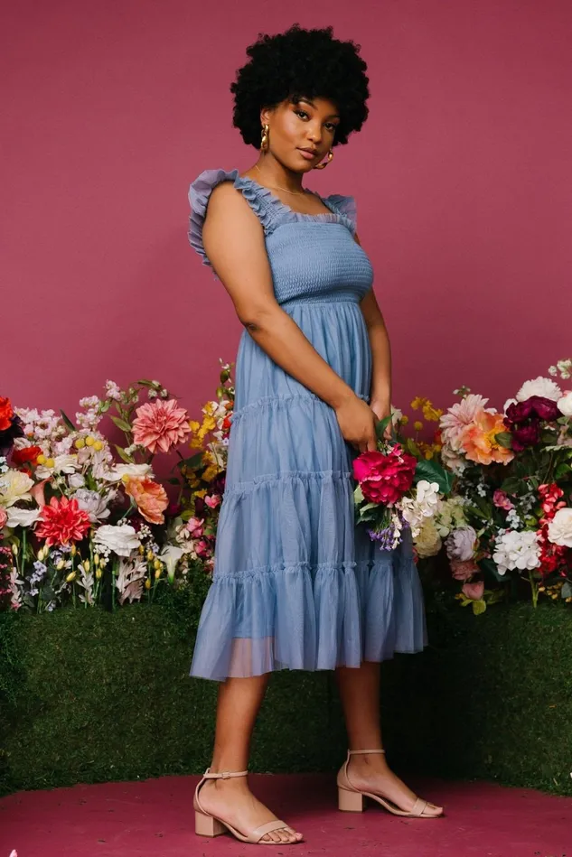 Baltic Born Tulle Styles Women Emma Smocked Tulle Dress Slate Blue Baltic Born Tulle Styles Women Emma Smocked Tulle Dress Slate Blue