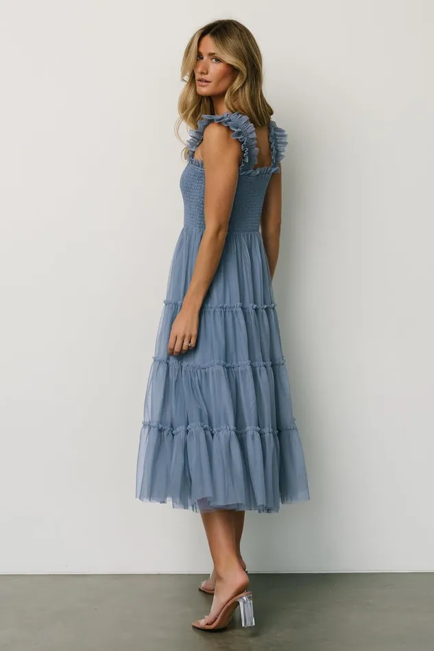 Baltic Born Tulle Styles Women Emma Smocked Tulle Dress Slate Blue Baltic Born Tulle Styles Women Emma Smocked Tulle Dress Slate Blue