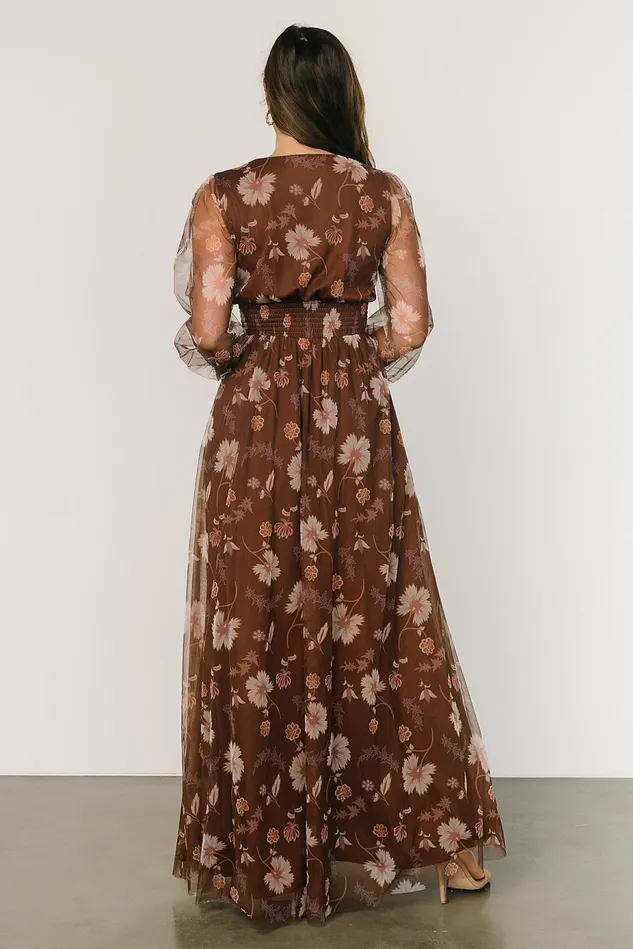 Baltic Born Tulle Styles Women Layla Tulle Maxi Dress Chestnut Floral