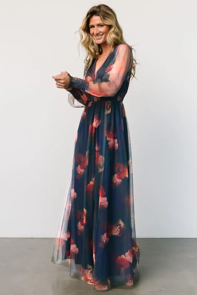 Baltic Born Tulle Styles Women Layla Tulle Maxi Dress Topaz Ombre Floral