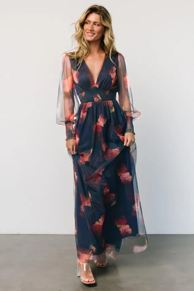 Baltic Born Tulle Styles Women Layla Tulle Maxi Dress Topaz Ombre Floral