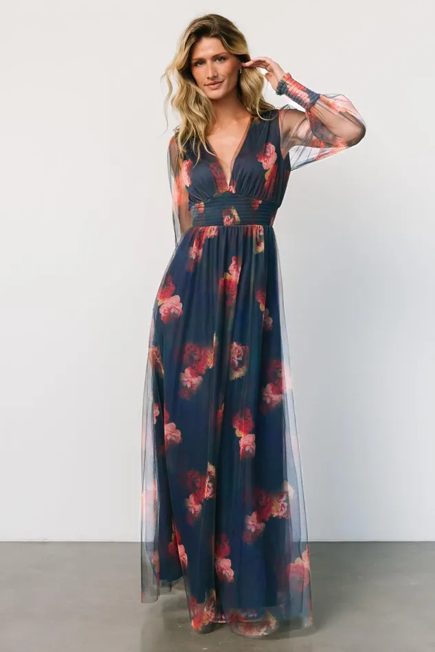 Baltic Born Tulle Styles Women Layla Tulle Maxi Dress Topaz Ombre Floral