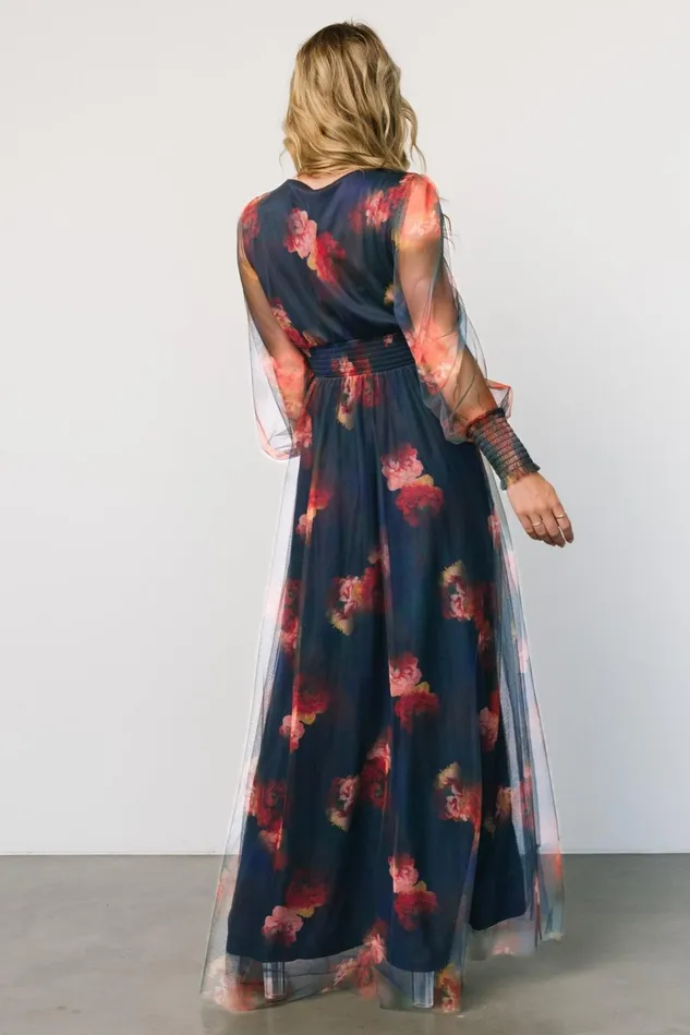 Baltic Born Tulle Styles Women Layla Tulle Maxi Dress Topaz Ombre Floral