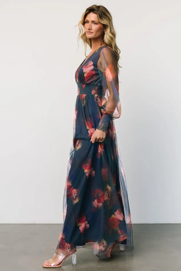Baltic Born Tulle Styles Women Layla Tulle Maxi Dress Topaz Ombre Floral
