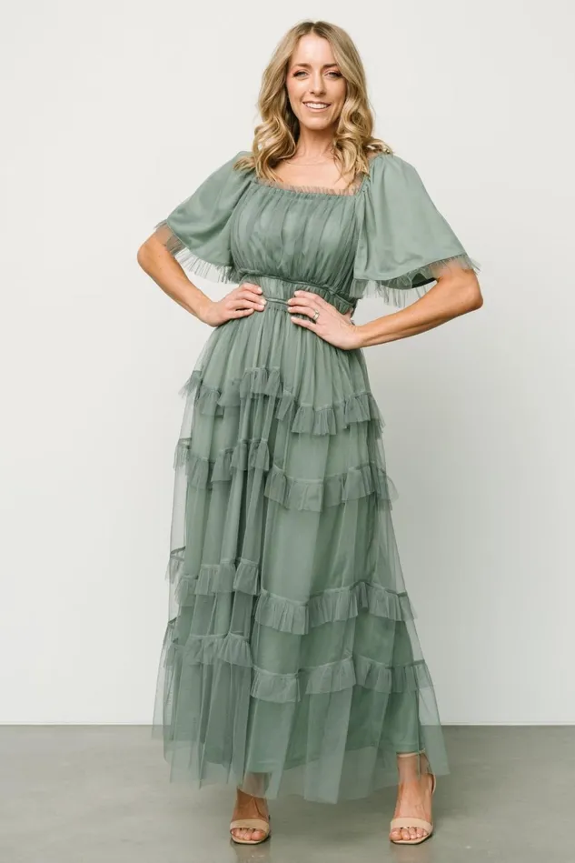 Baltic Born Tulle Styles Women Magdalena Tulle Maxi Dress Eucalyptus