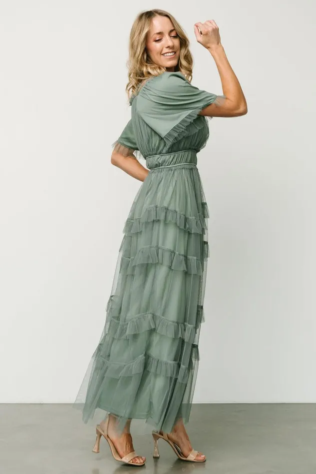 Baltic Born Tulle Styles Women Magdalena Tulle Maxi Dress Eucalyptus Baltic Born Tulle Styles Women Magdalena Tulle Maxi Dress Eucalyptus