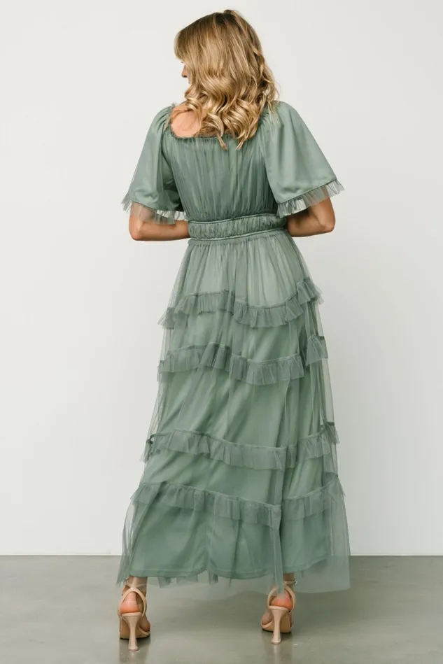 Baltic Born Tulle Styles Women Magdalena Tulle Maxi Dress Eucalyptus Baltic Born Tulle Styles Women Magdalena Tulle Maxi Dress Eucalyptus