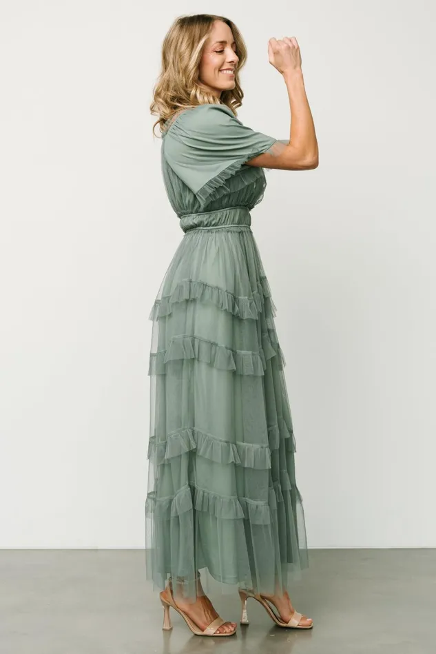 Baltic Born Tulle Styles Women Magdalena Tulle Maxi Dress Eucalyptus Baltic Born Tulle Styles Women Magdalena Tulle Maxi Dress Eucalyptus