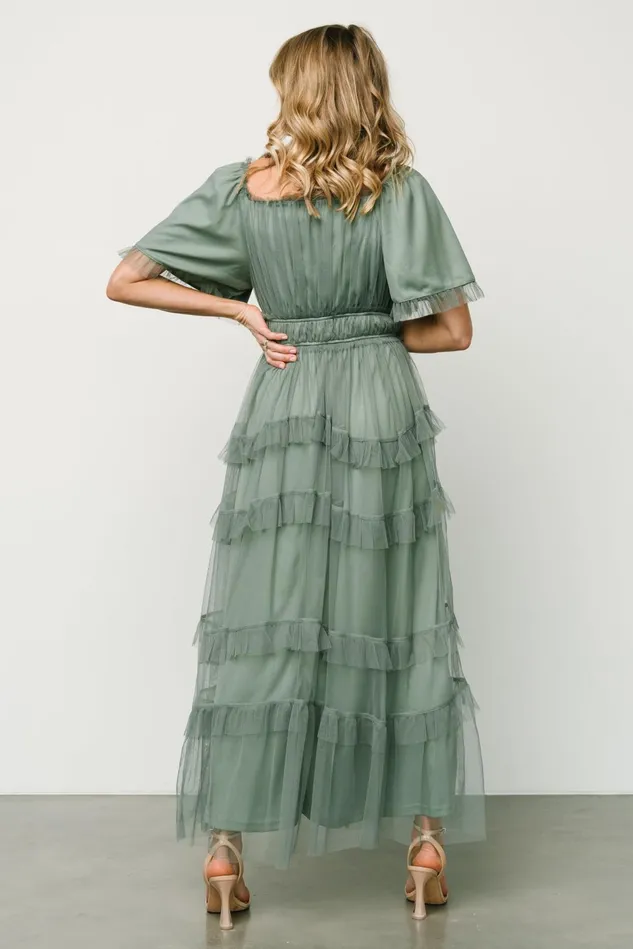 Baltic Born Tulle Styles Women Magdalena Tulle Maxi Dress Eucalyptus Baltic Born Tulle Styles Women Magdalena Tulle Maxi Dress Eucalyptus