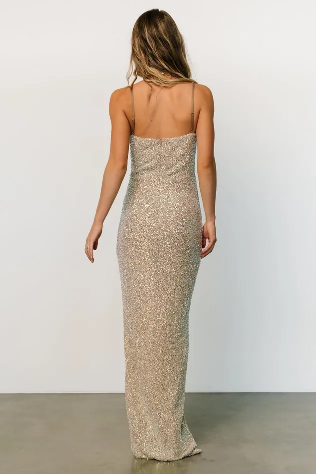 Baltic Born Wedding Guest Women Melania Sequin Gown Natural