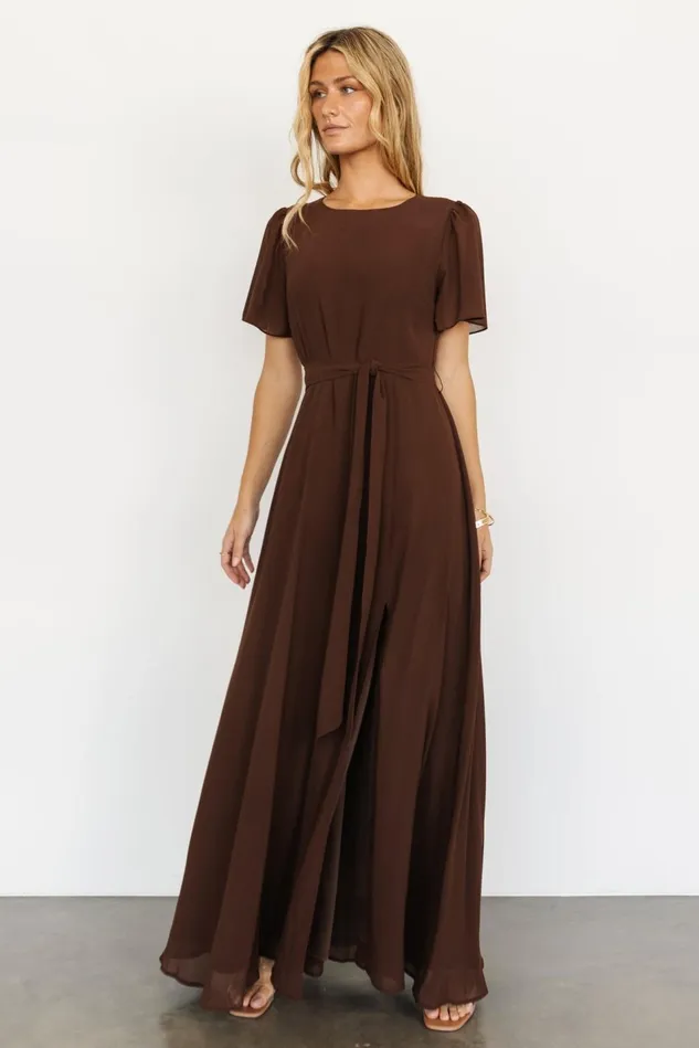 Baltic Born Wedding Guest Women Naomi Short Sleeve Maxi Dress Espresso Baltic Born Wedding Guest Women Naomi Short Sleeve Maxi Dress Espresso