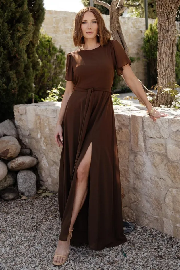 Baltic Born Wedding Guest Women Naomi Short Sleeve Maxi Dress Espresso Baltic Born Wedding Guest Women Naomi Short Sleeve Maxi Dress Espresso